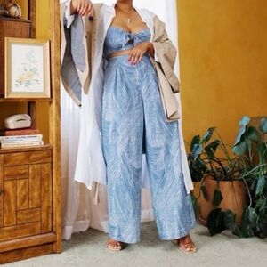 Fe Noel for Target Blue Patterned Linen Pants